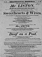 Playbill advertising a performance of Sweethearts and Wives at the Theatre Royal, Edinburgh :click to view larger image