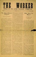 Front page of 'The Worker', the weekly newspaper of the CWC, 1916