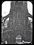 Black and white photograph of the mid section of the Scott Monument.