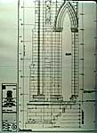 Detailed drawing of a section of the base of the Monument, showing measurements.