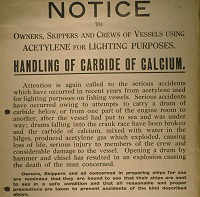  Notice about handling calcium carbide 