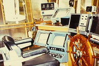  Interior of Seiner/trawler 'St Kilda' showing navigation screens 