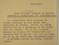  Document about RAF patrols to protect fishing boats 
