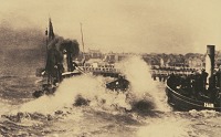  Fife steam drifter 'Spes Aurea' leaving Yarmouth in a gale, October 1933 