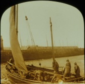 Crew onboard herring drifter at Wick, late 19C