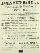 Advertisement for James Methuen, Curers, Leith, 1882