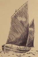 sketch of skaffie fishing boat, around 1900