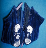 Velvet corset strengthened using whalebone, made around 1890
