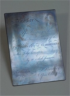  Copper plate (reversed), Ancient Fraternity of Free Gardeners of East Lothian 