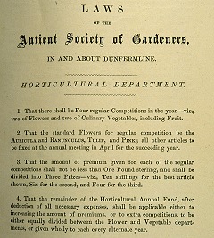 Some of the Laws of the Horticultural Department, Society of Gardeners, Dunfermline 