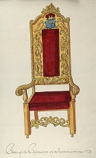  Watercolour showing the chair belonging to the Deacon of Hammermen 