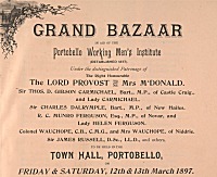  Flyer for a grand bazaar, Portobello Working Men's Institute, 1887 