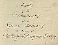  Minutes of the Edinburgh Subscription Library, 1794 