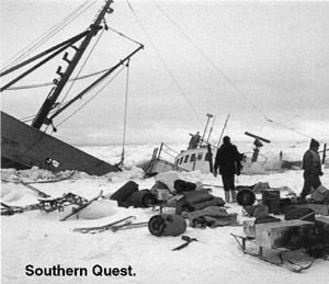 Photograph of Southern Crest crushed and sinking in the ice