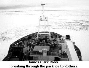 The James Clark Ross passing through pack ice on the way to Rothera